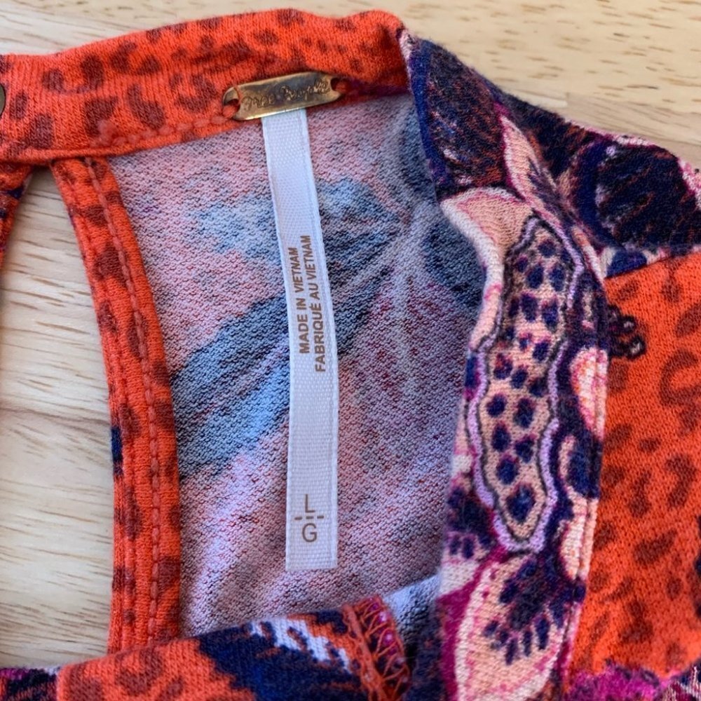 Free People Hear Me Roar Top Red Combo Size Large - Picture 6 of 11